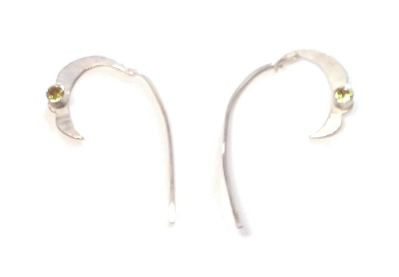 JG Signature Half-Heart Dangle Hoop Earrings with Yellow Topaz