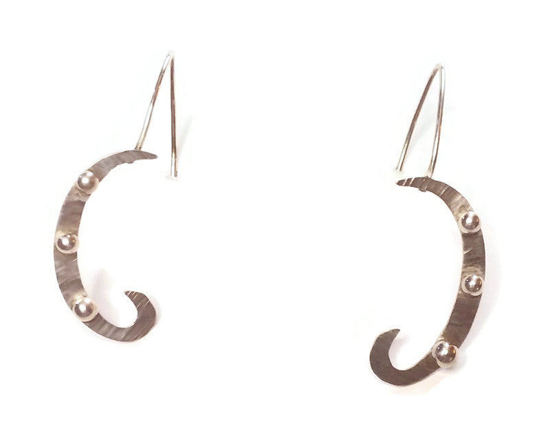 JG Signature Sterling Silver Curves Dangle Earrings with Fine Silver Granulation-Three Variations