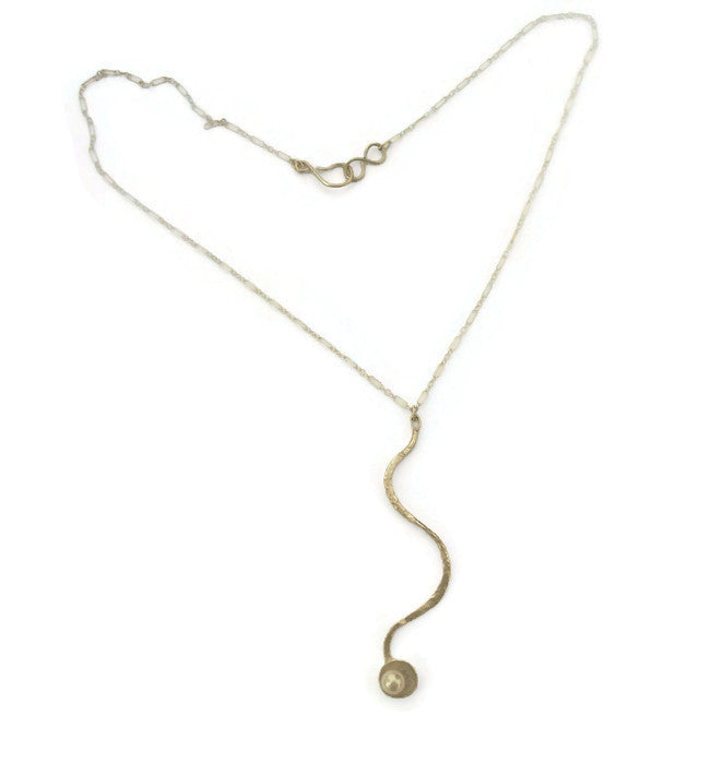 Sterling Silver Emerging Necklace with 6mm White Pearl-Emergence Collection