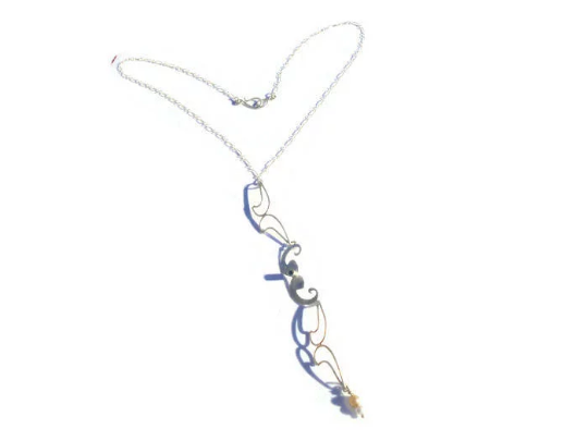 JG Signature Paisley Sterling Silver Y-Necklace with Tube-set Blue Zicron